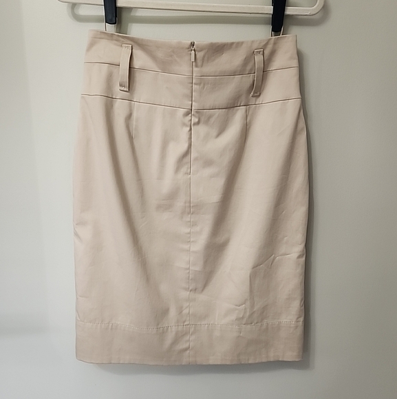 Hugo Boss Black Label ~ Skirt High Waist Pleat Pencil Straight Khaki Cotton 8 - Picture 8 of 13